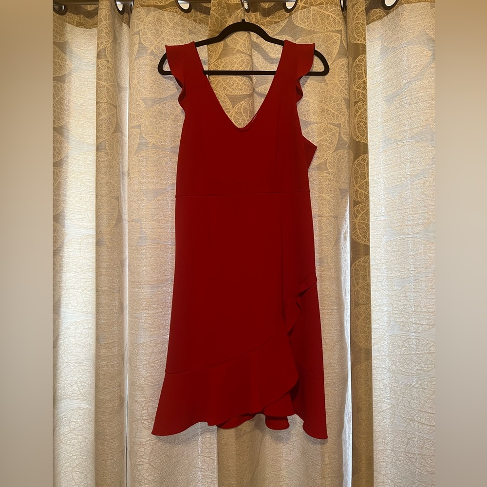 LOWEST PRICE DROP!! Thick Red cotton sleeveless dress with ruffles at bottom.